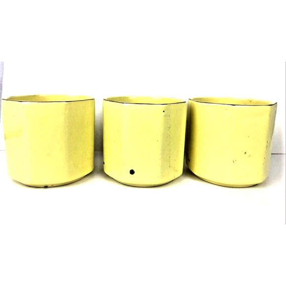 Vintage Japanese‎ Sake Tea Cup 3 Piece Yellow Cart Design Octagon Rim Pin Stripe - Picture 4 of 9